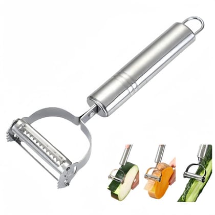 2-in-1 Stainless Steel Julienne & Serrated Vegetable Peeler  Dual-Blade Peeler for Fruits, Potatoes, Carrots & Cucumbers