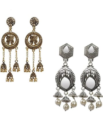 Silver Shine Partywear Traditional Exclusive Drop Earrings combo set pair of 2  for Girls And Women Jewellery