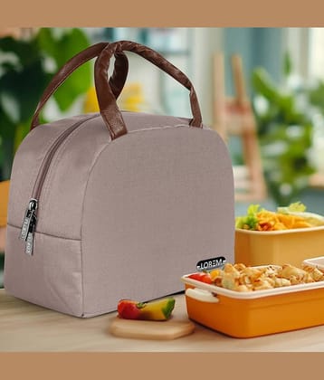 Lorem Beige Fabric Lunch Bag Pack of 1