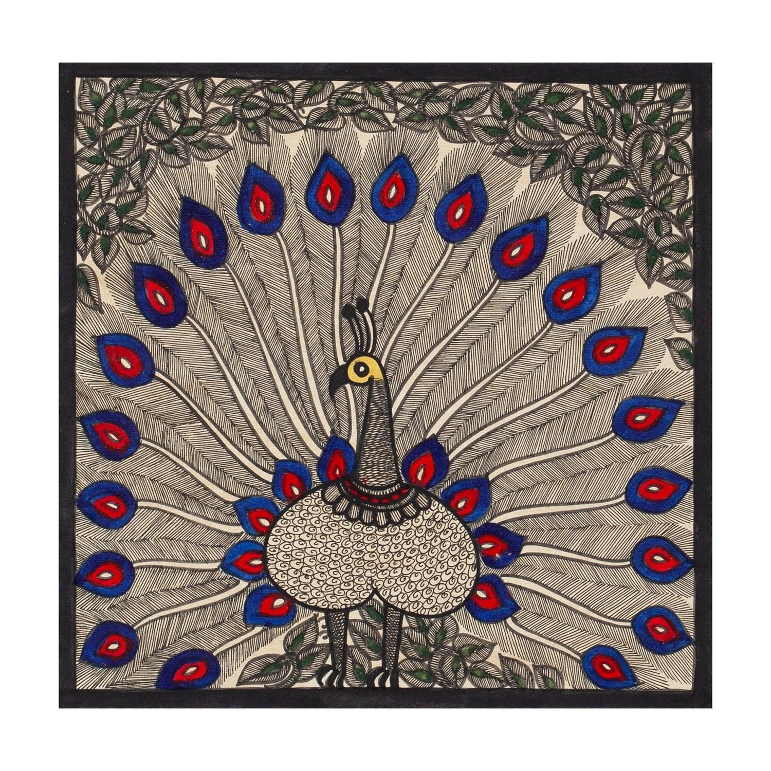Madhubani Painting 10 x 10 Inch Handmade Paper Art