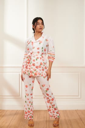 BLOSSOM printed co-ord set-WHITE BOUGANVILLEA PRINT / M