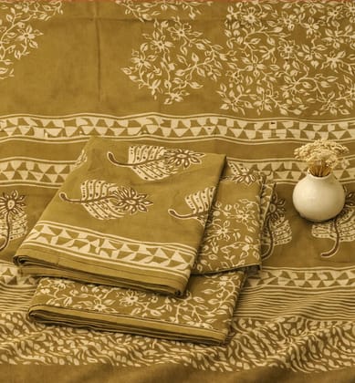 Handcrafted Dabu Print Cotton Dress Material – 3 Piece Set Handcrafted Dabu Print Cotton Dress Material – 3 Piece Set