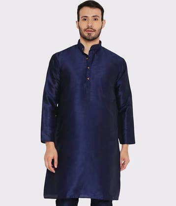 Maharaja - Navy Blue Silk Men's Regular Kurta ( Pack of 1 )
