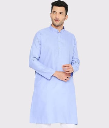 Maharaja - Sky Blue Cotton Blend Men's Regular Kurta ( Pack of 1 )