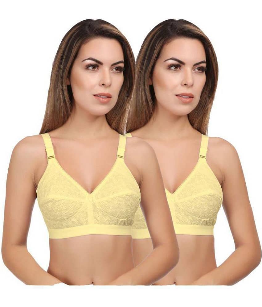 Eve's Beauty Pack of 2 Cotton Non Padded Women's Bralette Bra ( Beige )