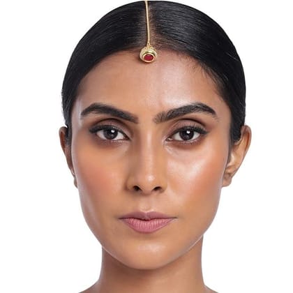 Pink Gold-Plated Stone-Studded Maang Tika