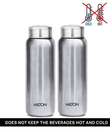 Milton Aqua 750 Stainless Steel Water Bottle, Set of 2, 750 ml Each, Silver