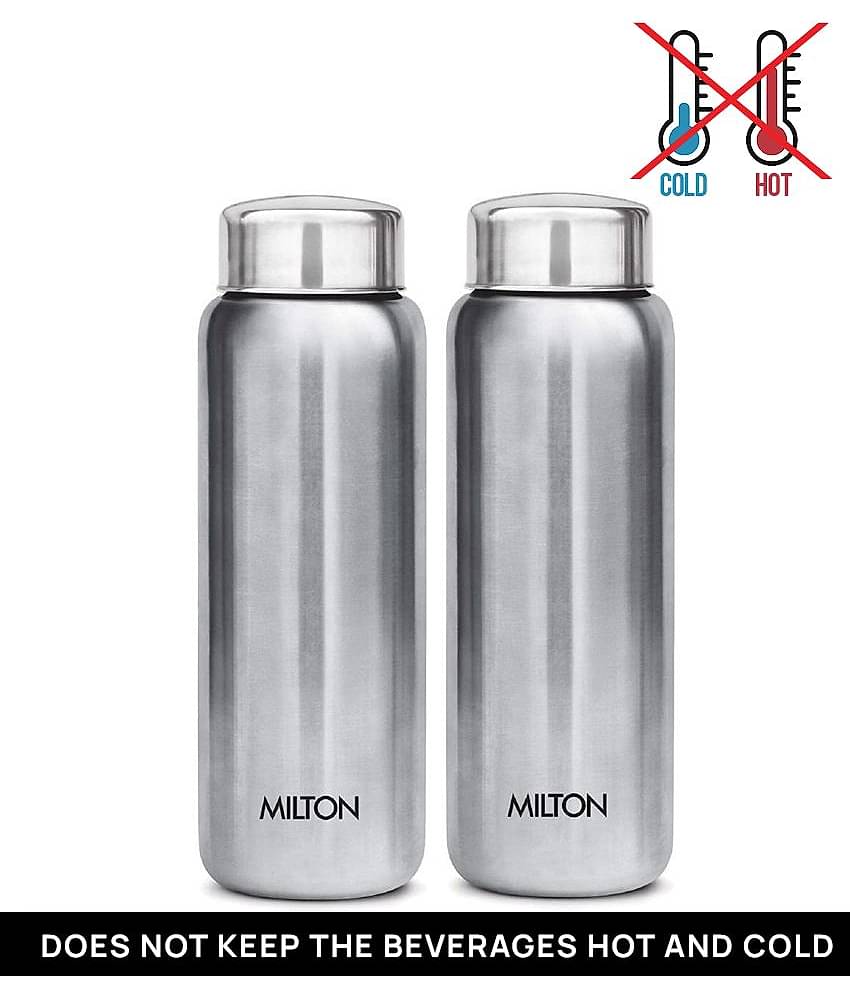 Milton Aqua 750 Stainless Steel Water Bottle, Set of 2, 750 ml Each, Silver