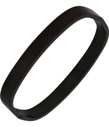 The Jewelbox Openable Black Stainless Steel Cuff Kada Bracelet Bangle For Men