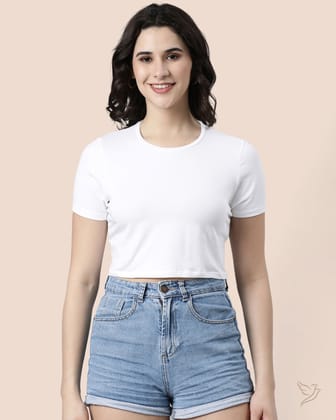 Crop Top - White-XS / White