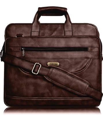 Lorem Brown Faux Leather Office Bag