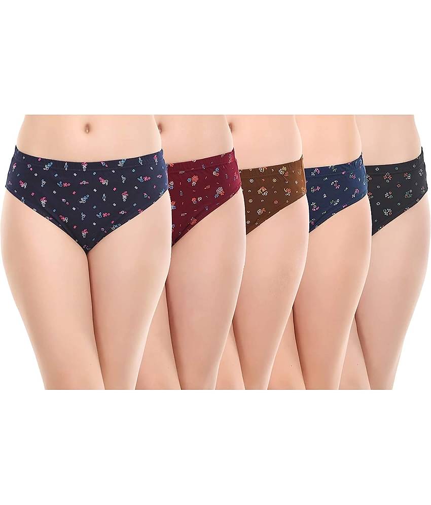 XMER Pack of 5 Cotton Hipster For Women ( Multicolor )