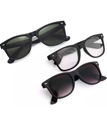 Elligator Black Rectangular Sunglasses ( Pack of 3 )