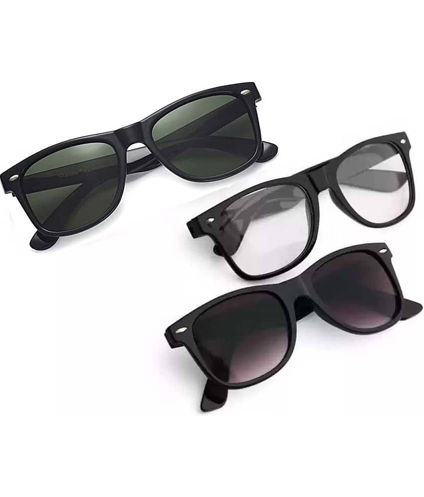 Elligator Black Rectangular Sunglasses ( Pack of 3 )