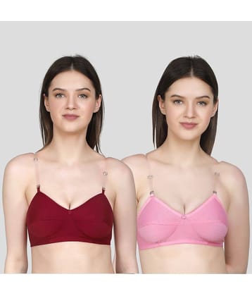 TCG Pack of 2 Cotton Blend Non Padded Women's Push Up Bra ( Maroon )