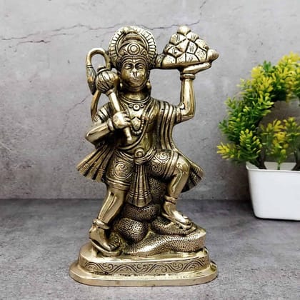Brass Hanuman Idol - 9 inch Height | Sacred Brass Hanuman Statue for Strength and Devotion