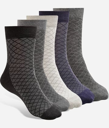 Texlon Cotton Men's Self Design Multicolor Ankle Length Socks ( Pack of 5 )