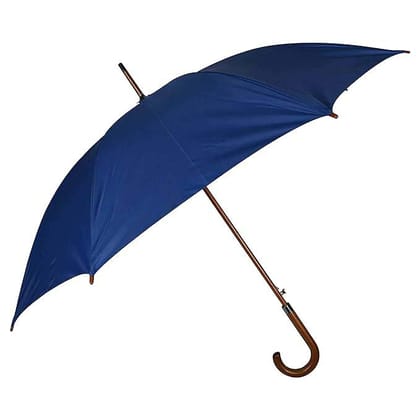 Fendo Major Straight 23 Inch Wooden Sun And RainProof Regural Umbrella For Men And Women (Navy Blue/Silver)