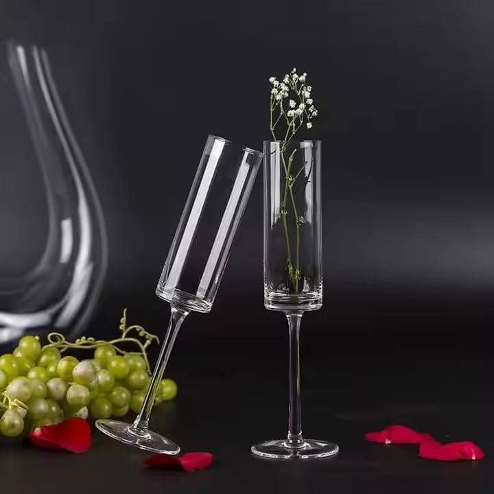 Cylinder Wine Glasses | Luxury Wine Glassware | Wide Mouth| Designer Wine Glasses | Unique | Crystal Wine Glass Set | Luxury Wine Glass Gift Pack (160 ml)