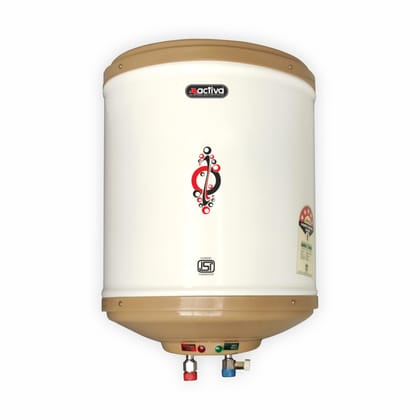 ACTIVA 10L Storage Water Heater Geyser | 3kW ISI Copper Heating Element | BEE 5 Star Rated | 0.8mm Anti-Rust Coated Tank | ABS Body | Fast Heating | 5 Year Warranty | Ivory ACTIVA 10L Storage Water Heater Geyser | 3kW ISI Copper Heating Element | BEE 5 S