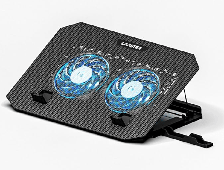 Lapster Chillpro Ultra Laptop Cooling Pad with Dual Cooling Fans, Multi-Level Height Adjustable, Mobile Holder, USB Powered, Metal Mesh Grill, for Upto 15.6 Inch Laptops (Black)