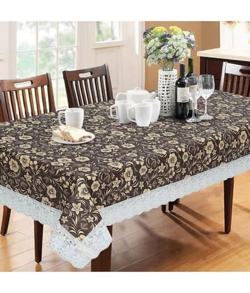 Printed PVC 6 Seater Rectangle Table Cover ( 228 x 152 ) cm Pack of 1 Brown