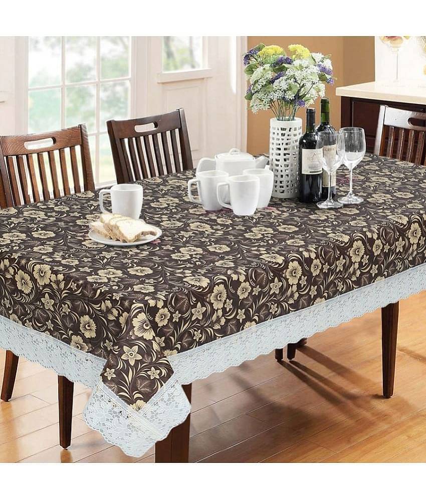Printed PVC 6 Seater Rectangle Table Cover ( 228 x 152 ) cm Pack of 1 Brown