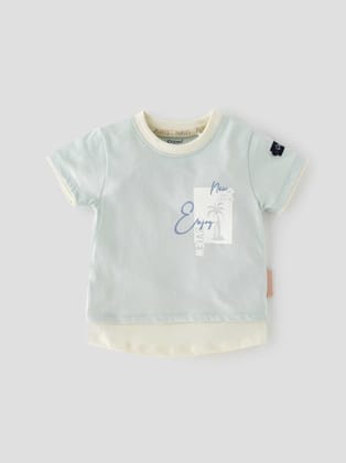 Stylish Mock Layered Chest Printed  T-Shirt for Boys-2-3 YEAR