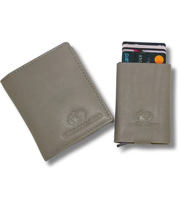 STRONG HORNS 100% Leather Solid Men's Regular Wallet With 10 Slots For Card ( Gray , Pack of 1 )