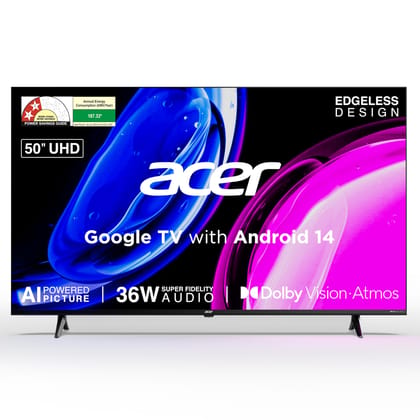 acer 127 cm (50 inches) Ultra I Series 4K Ultra HD Smart LED Google TV AR50UDGGU2875BD acer 127 cm (50 inches) Ultra I Series 4K Ultra HD Smart LED Google TV AR50UDGGU2875BD - Black / 50 inches