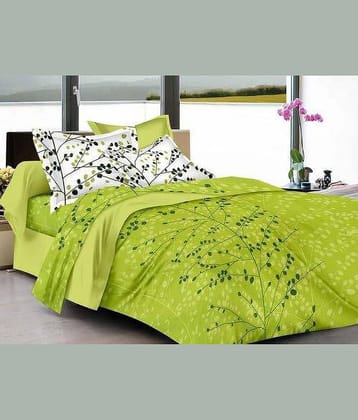 PETROSOLY Cotton 1 Double Bedsheet with 2 Pillow Covers ( Green )