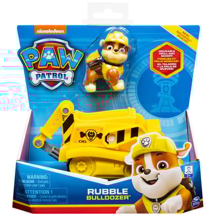 Paw Patrol Rubble'S Diggin' Bulldozer With Collectible Figure For Kids Aged 3 And Up (Multicolour)
