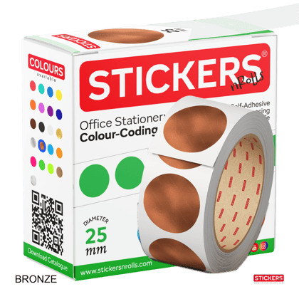 25mm - Round - Metallic Colours - Colour Coding Stickers - Permanent Adhesive