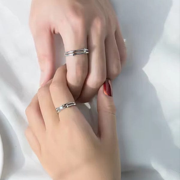 Eternity Silver Plated Adjustable Couple Band Ring