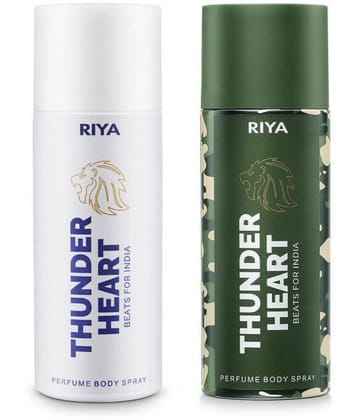 Riya Thunder Heart White & Green Deodorant Spray & Perfume For Men 300 ( Pack of 2 )