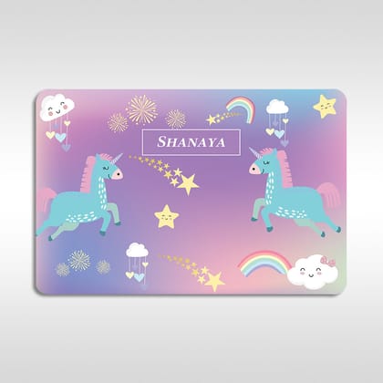 Unicorns & Rainbow Placemat - Set of 2-Purple Pink Gradient / Flexible (matte finish) PVC Mats