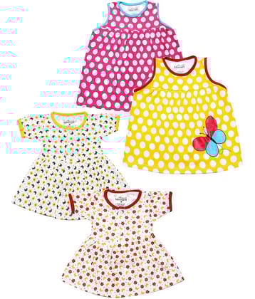 Babeezworld Baby Girls 100% Cotton Frocks ( Multi )
