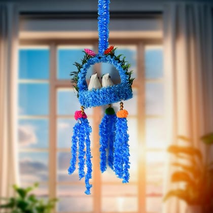 Home Decoration Bird Nest Decor Lovely Beautiful Artificial Birds Jute Nest Hanging for Balcony and Garden Decoration |Home Decor Wall Hanging Decorative Showpiece (1 Pc / Mix Color)assorted colour