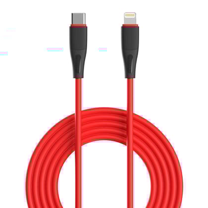 Portronics Silklink 20W Type-C to 8 Pin Fast Charging Cable for Lightning Devices (Red)