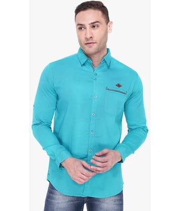 Kuons Avenue - Turquoise Linen Slim Fit Men's Casual Shirt ( Pack of 1 )