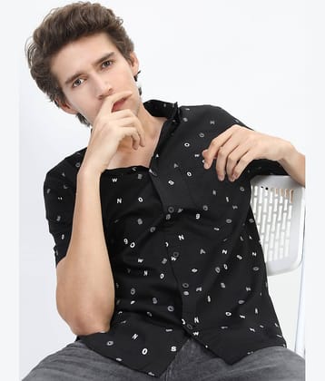 Ketch 100% Cotton Slim Fit Printed Half Sleeves Men's Casual Shirt - Black ( Pack of 1 )