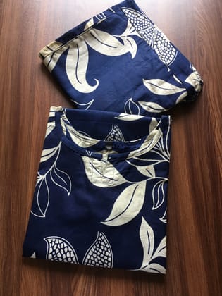 Lily Flower - Blue - Cord Set - Pure Cotton-38 - M
