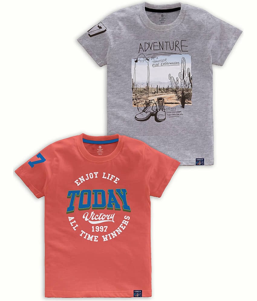 CODEZ Pack of 2 Boys Cotton Blend Polo T-Shirt ( Multi Color )