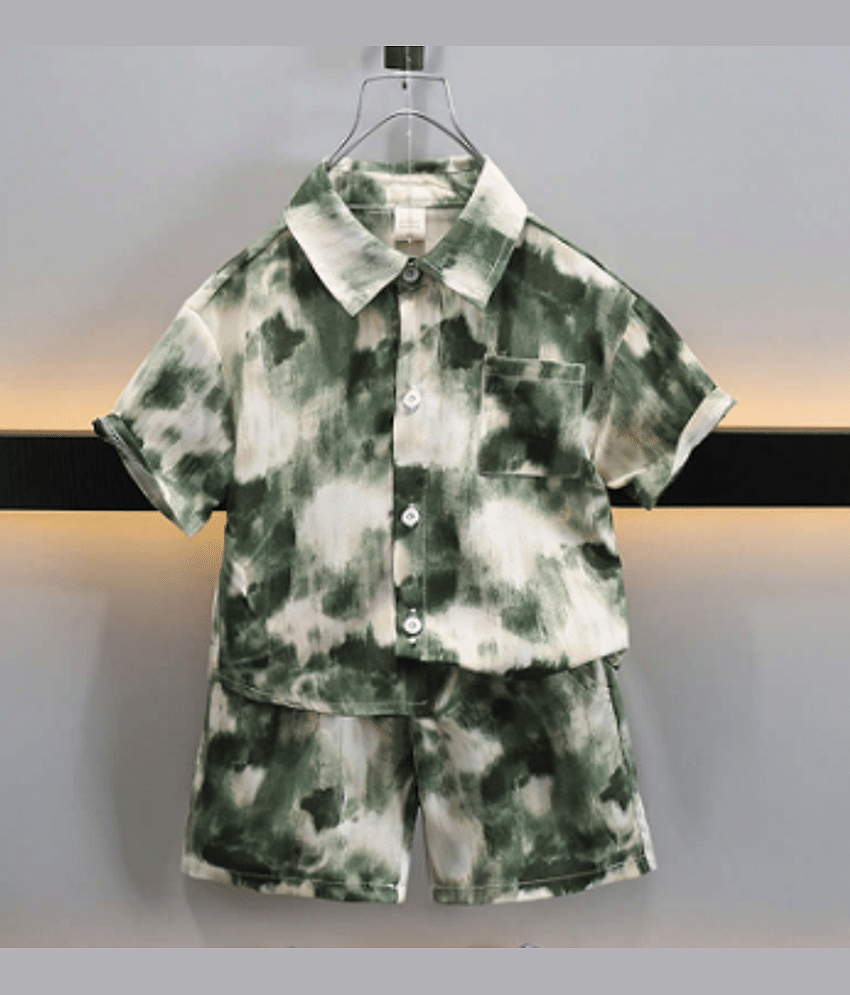 Ocvito Pack of 1 Boys Cotton Blend Shirt & Shorts ( Green )