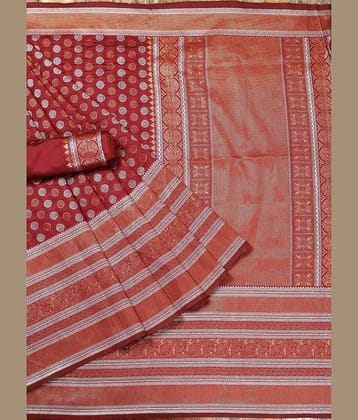 Gazal Fashions Banarasi Silk Woven Saree With Unstitched Blouse Piece ( Multicolour )