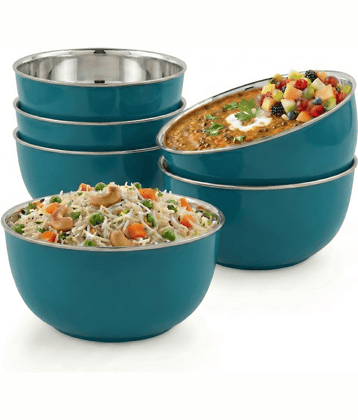 Dream Home Star Bowls 6 Pcs Brown Stainless Steel Plain Cereal Bowl 13 cm ( Set of 6 ) Brown