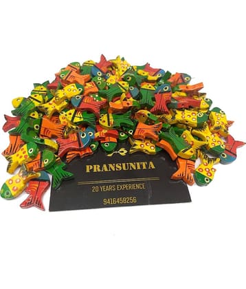 50 pcs Wooden Multicolored Fish Beads Size 2.5 cm for Jewellery Making, Dresses, Beading, Art and Crafts and Craft Work