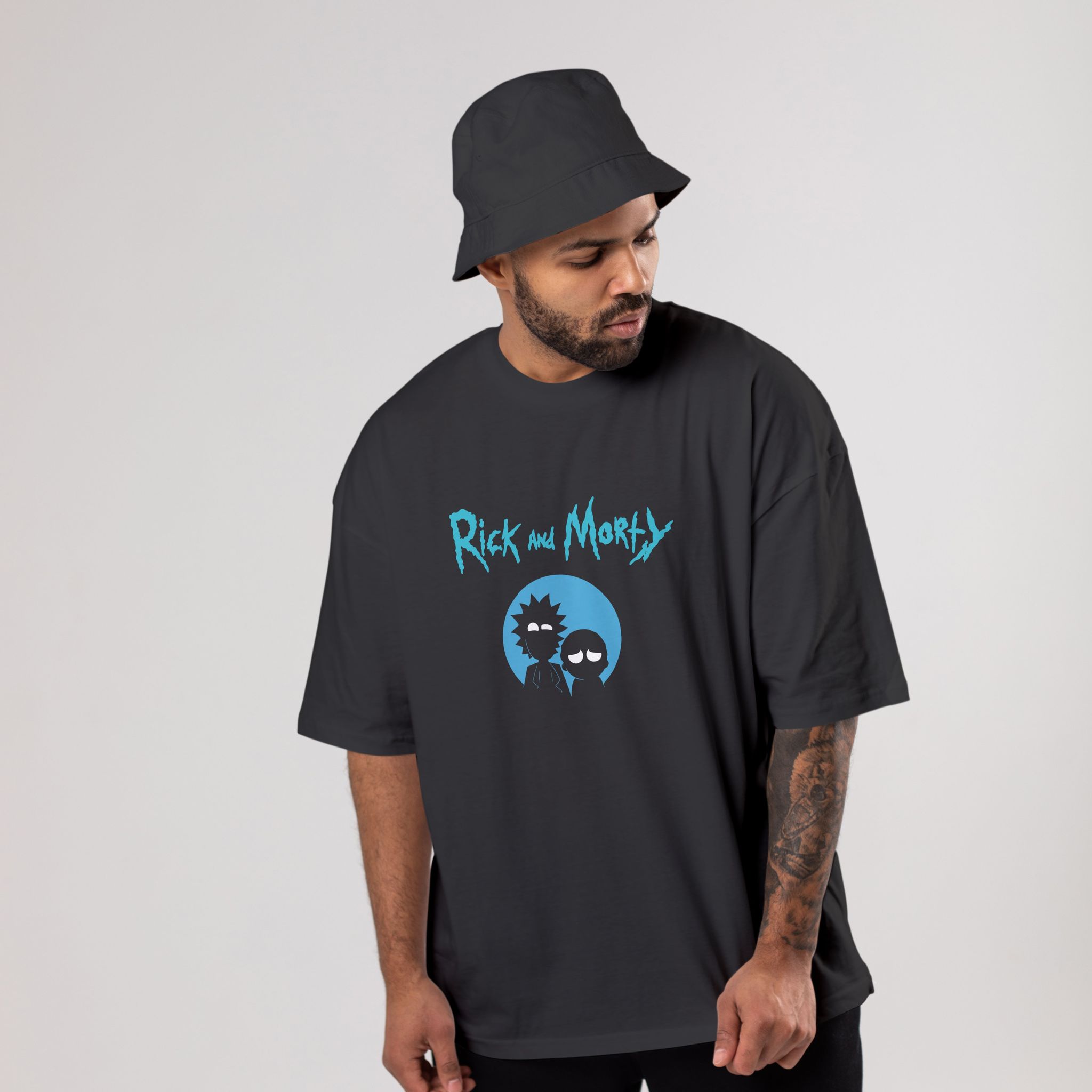 Rick and Morty Oversized T-Shirt-S / Black / 240 GSM (100% Cotton)