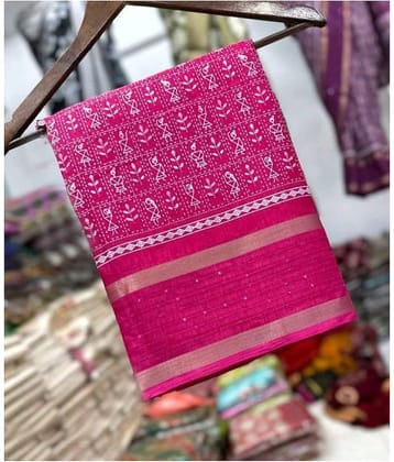 Bhuwal Fashion Art Silk Printed Saree With Unstitched Blouse Piece ( Turquoise )