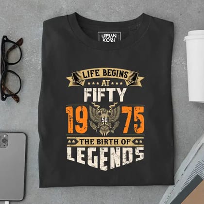 Life Begins at 50, The Birth of Legends Premium Unisex Birthday T-shirt-Black / S